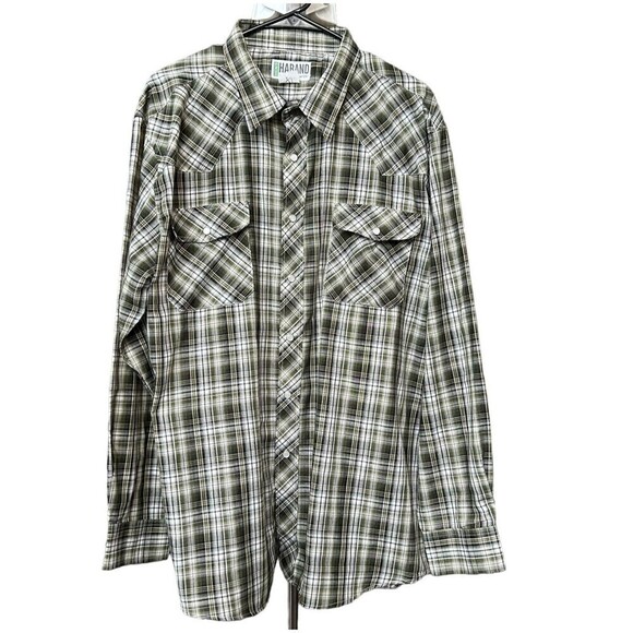 Haband Quality Comfort Men's Long Sleeve Pearl Snap Shirt Plaid Size XLT #G1230 - Picture 1 of 6